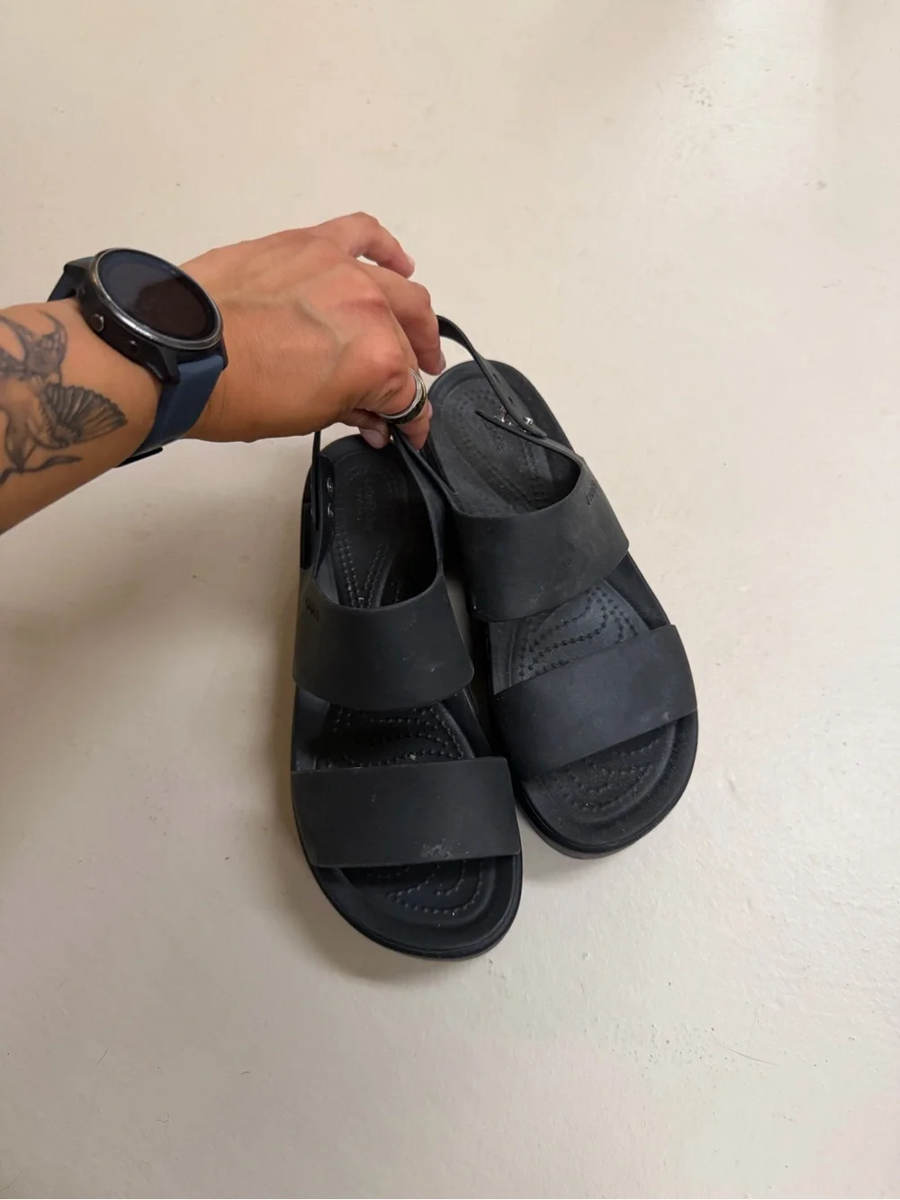 CROCS Black Platform Slide Sandals